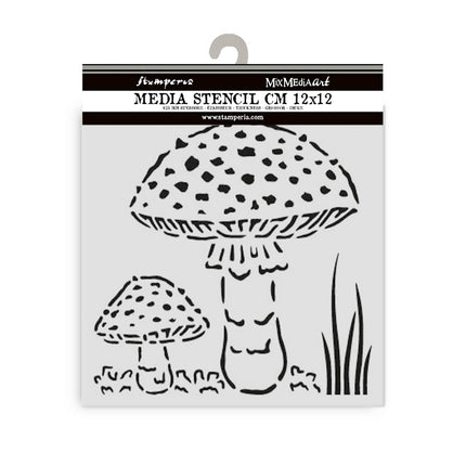 Thick stencil cm 12X12 - Whispering woods mushrooms