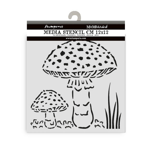 Thick stencil cm 12X12 - Whispering woods mushrooms
