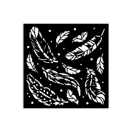 Thick stencil cm 12X12 - Herbarium Silvae feather pattern