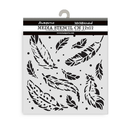Thick stencil cm 12X12 - Herbarium Silvae feather pattern