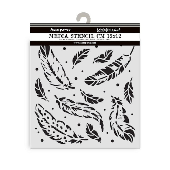 Thick stencil cm 12X12 - Herbarium Silvae feather pattern