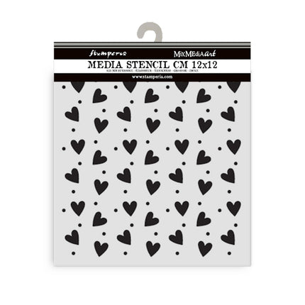 Thick stencil cm 12X12 - Family heart texture