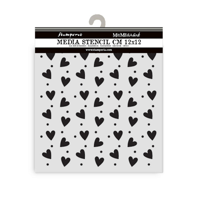 Thick stencil cm 12X12 - Family heart texture