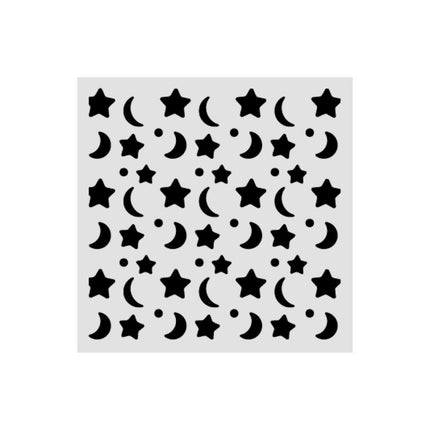Thick stencil cm 12X12 - Baby star and moon