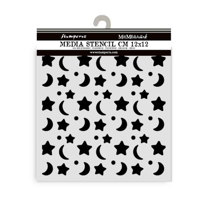 Thick stencil cm 12X12 - Baby star and moon