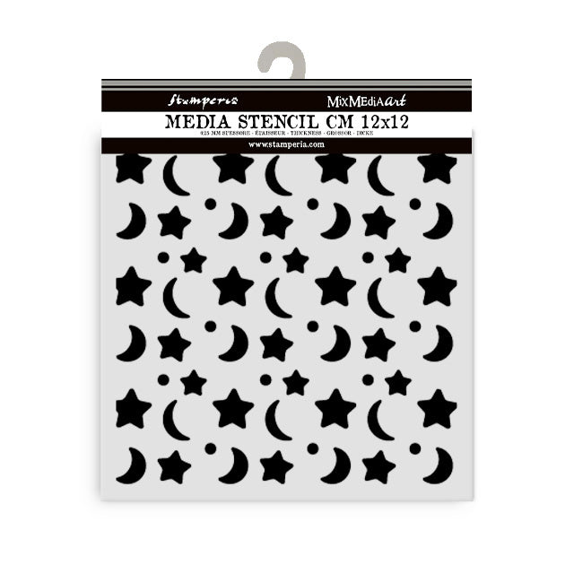 Thick stencil cm 12X12 - Baby star and moon