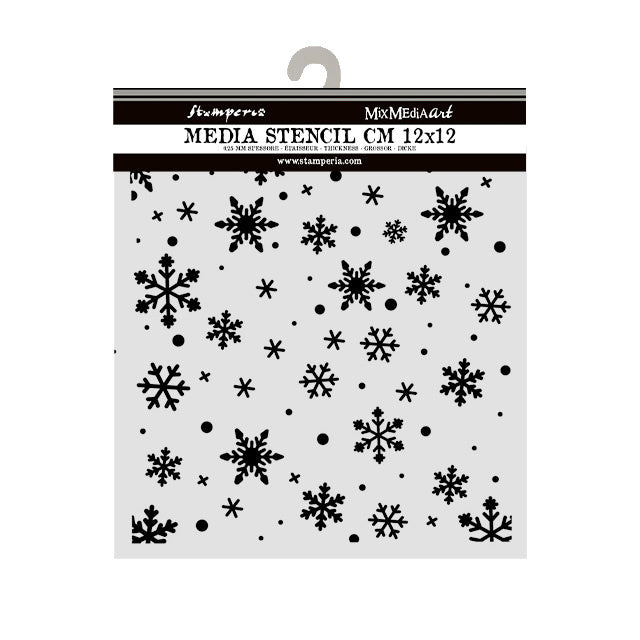 Cut laser stencil for Art and Craft cm 12X12 - Christmas snowflakes pattern