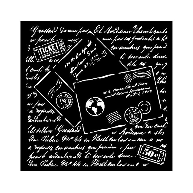 Thick stencil cm 18X18 - Around the world letters