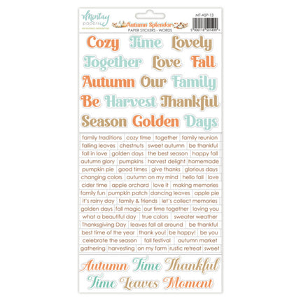 6 X 12 PAPER STICKERS - AUTUMN SPLENDOR - WORDS