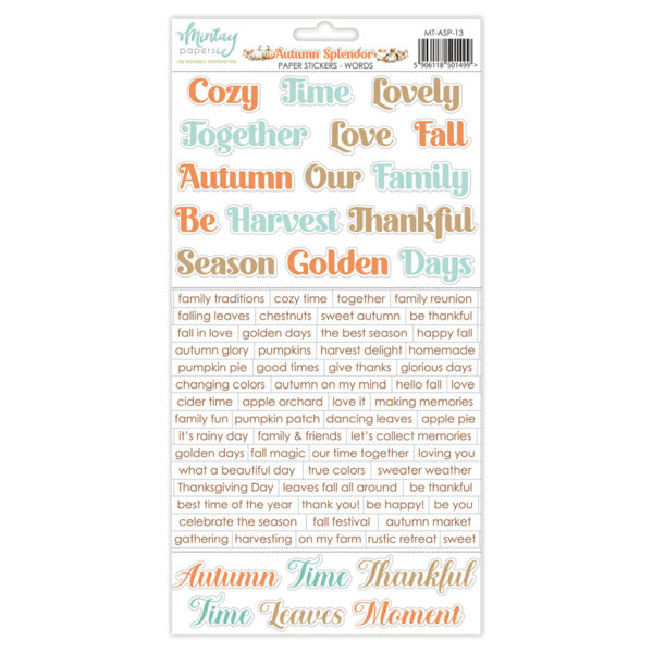 6 X 12 PAPER STICKERS - AUTUMN SPLENDOR - WORDS