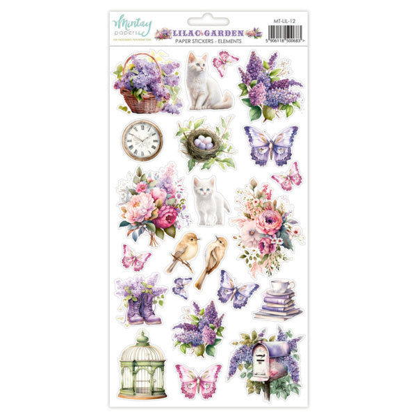 Mintay papers - Lilac Garden -Paper Stickers - Elements (6"x12")