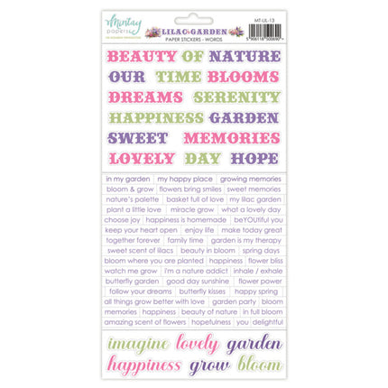 Mintay papers - Lilac Garden - Paper Stickers - Words (6"x12")