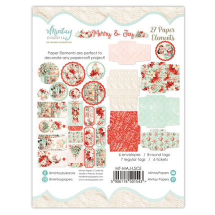 PAPER ELEMENTS - MERRY & JOY, 27 PCS
