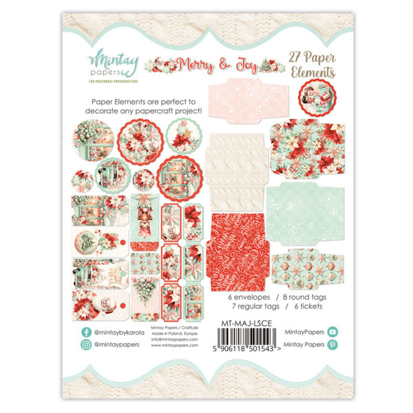 PAPER ELEMENTS - MERRY & JOY, 27 PCS
