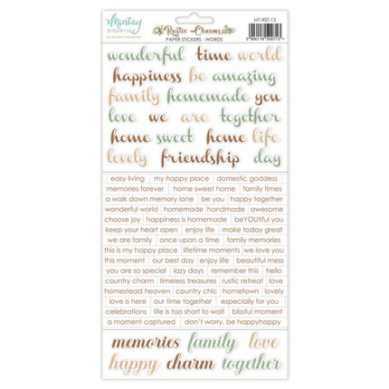 Mintay papers - Rustic Charms - Paper Stickers - Words (6"x12")