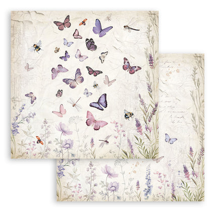 Dubbelzijdig Scrapbook Papier - Lavender butterflies
