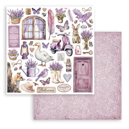 Dubbelzijdig Scrapbook Papier - Lavender elements