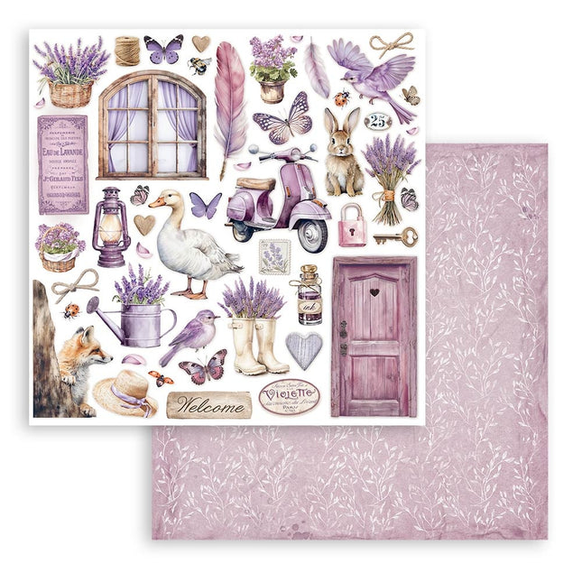 Dubbelzijdig Scrapbook Papier - Lavender elements