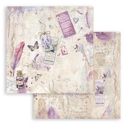 Dubbelzijdig Scrapbook Papier - Lavender pen and inkpot