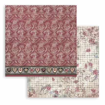 Dubbelzijdig Scrapbook Papier - Master of Magic burgundy tapestry