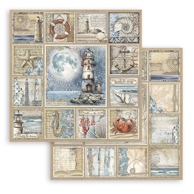 Dubbelzijdig Scrapbook Papier - Silent Sea lighthouse