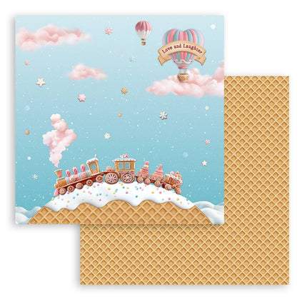 Dubbelzijdig Scrapbook Papier - Candy Christmas train