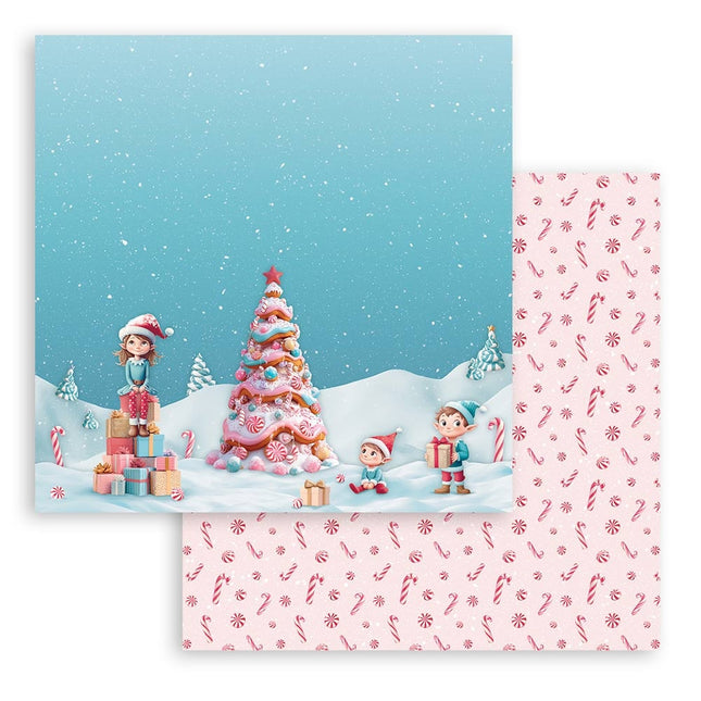 Dubbelzijdig Scrapbook Papier - Candy Christmas tree