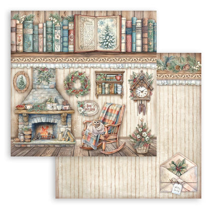 Dubbelzijdig Scrapbook Papier - The Owl's House fireplace