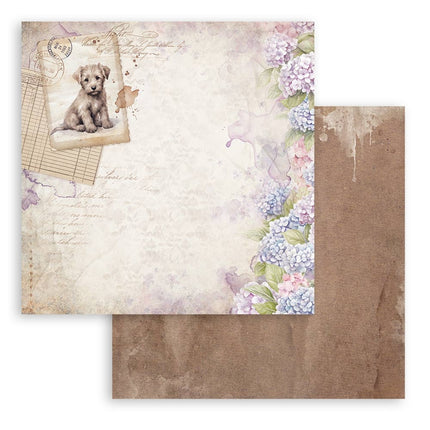 Dubbelzijdig Scrapbook Papier - Quiet Days dog postcard