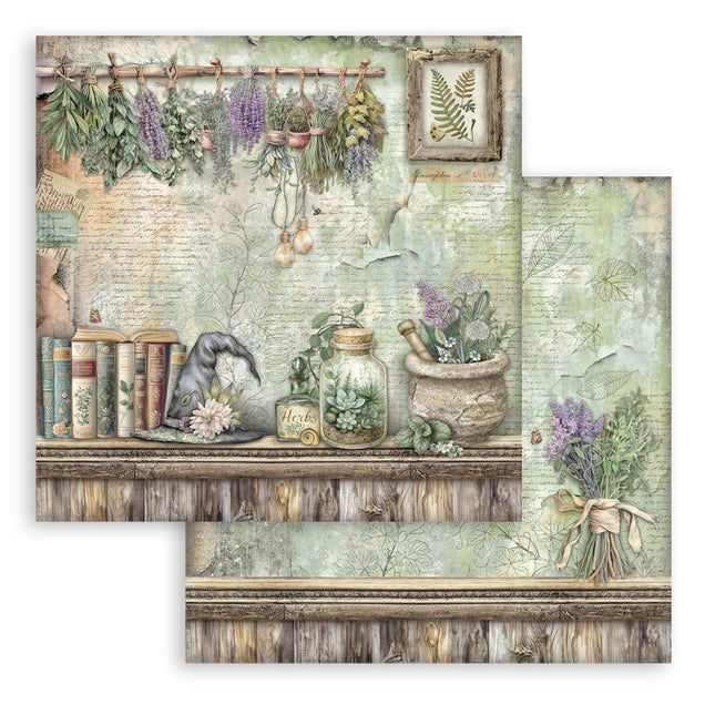 Dubbelzijdig Scrapbook Papier - Herbarium Silvae lavender