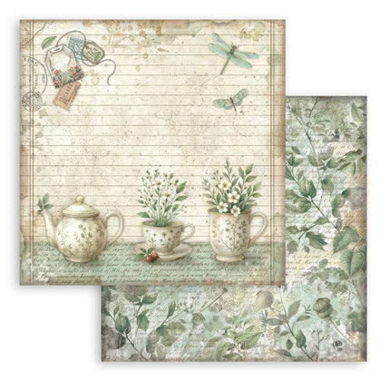 Dubbelzijdig Scrapbook Papier - Herbarium Silvae teacup