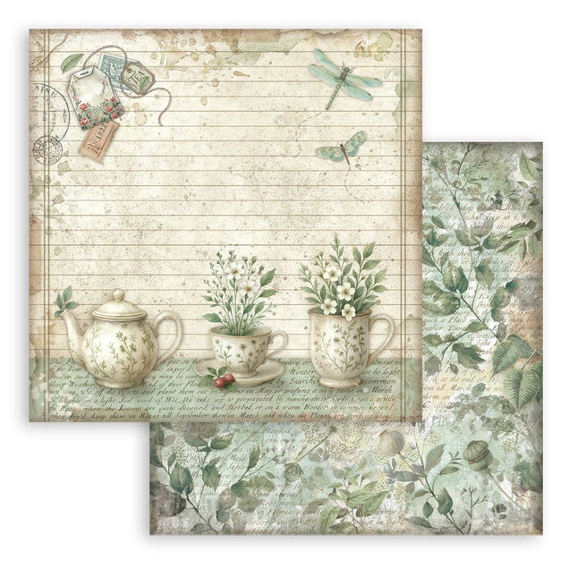 Dubbelzijdig Scrapbook Papier - Herbarium Silvae teacup