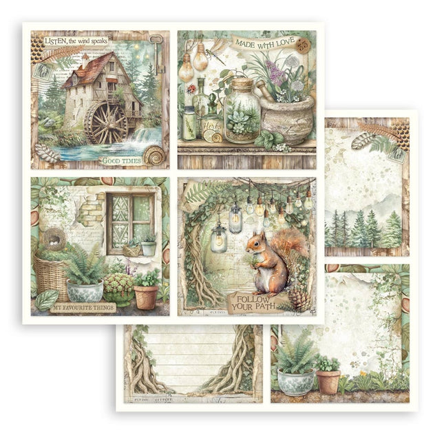 Dubbelzijdig Scrapbook Papier - Herbarium Silvae 4 cards