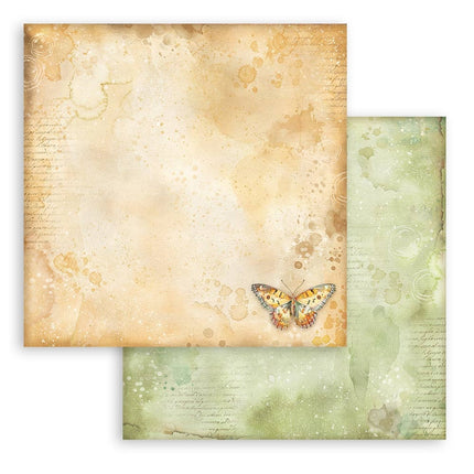 Scrapbooking Double face sheet - Daisy Art ochre pattern with butterfly