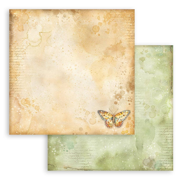 Scrapbooking Double face sheet - Daisy Art ochre pattern with butterfly