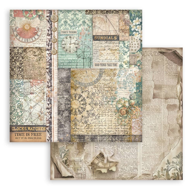Printed Double Face scrapbooking sheet for Art and Craft - Gardens of Time mixed patterns