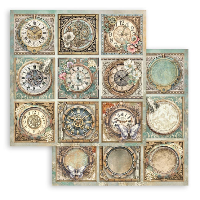 Printed Double Face scrapbooking sheet for Art and Craft - Gardens of Time 9 cards