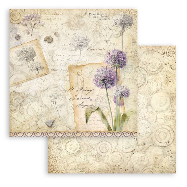 Printed Double Face scrapbooking sheet for Art and Craft - All Around Allium