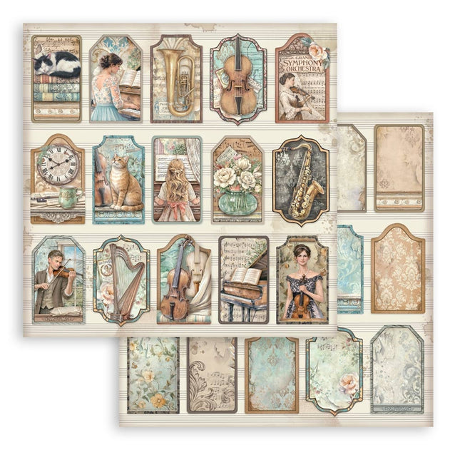 Printed Double Face scrapbooking sheet for Art and Craft - Symphony tags
