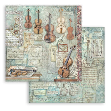 Printed Double Face scrapbooking sheet for Art and Craft - Symphony violin