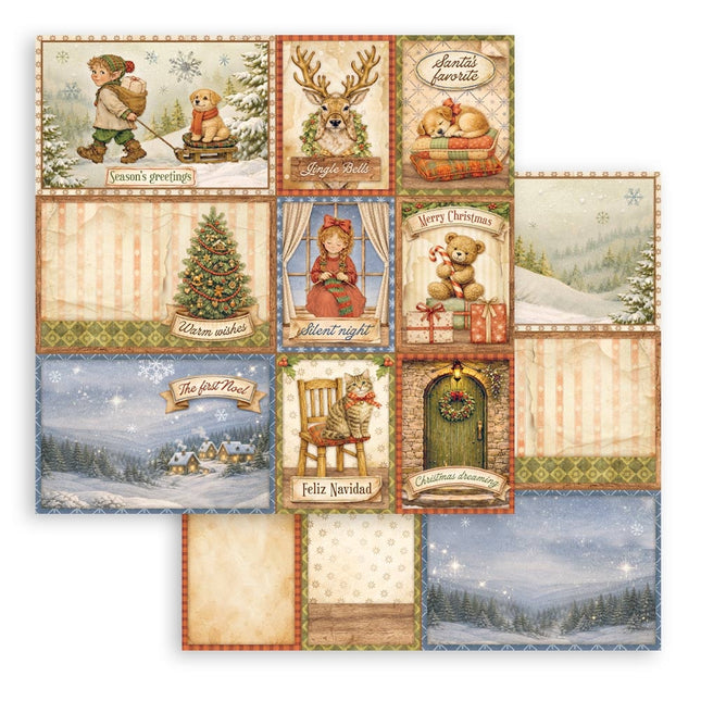 Printed Double Face scrapbooking sheet for Art and Craft - Silent Night mixed cards