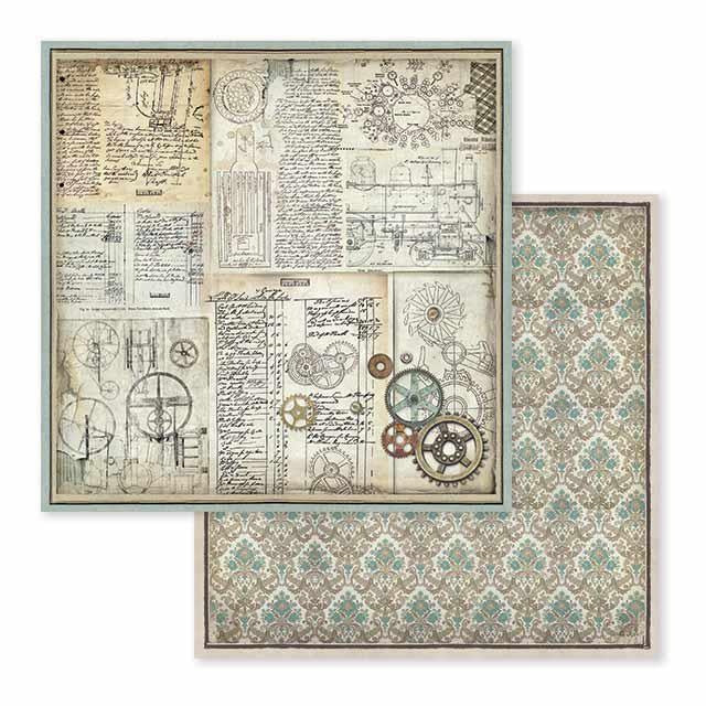 Dubbelzijdig Scrapbook Papier - Voyages Fantastiques gears