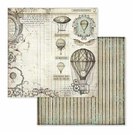 Dubbelzijdig Scrapbook Papier - Voyages Fantastiques air balloon