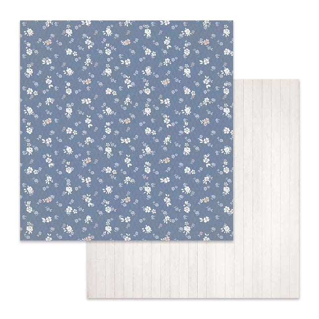 Dubbelzijdig Papier Texture flowers on blue background