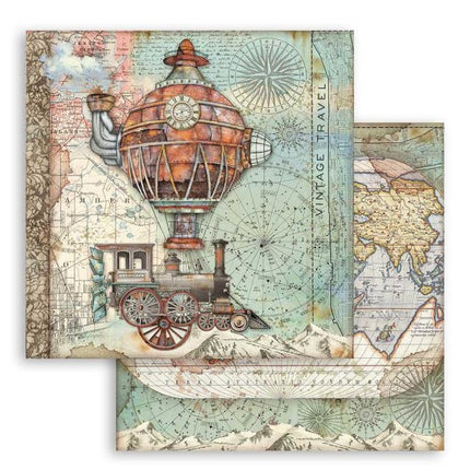 Dubbelzijdig Scrapbook Papier Sir Vagabond flying train