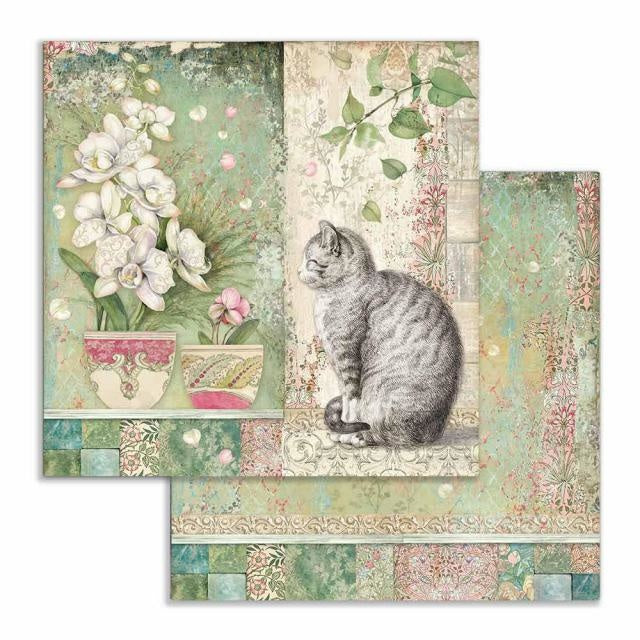 Dubbelzijdig Scrapbook Papier Cat and vase
