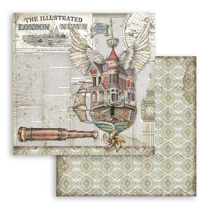 Dubbelzijdig Scrapbook Papier Lady Vagabond flying ship