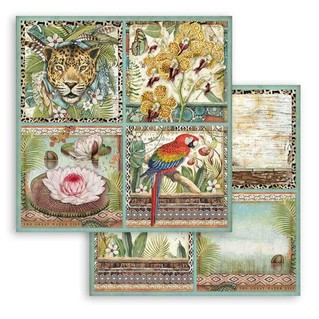 Dubbelzijdig Scrapbook Papier - Amazonia square tags