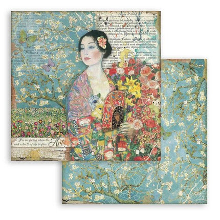 Dubbelzijdig Scrapbook Papier - Dame with fan