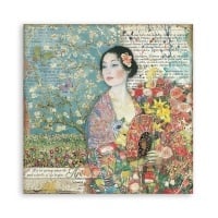 Dubbelzijdig Scrapbook Papier - Dame with fan